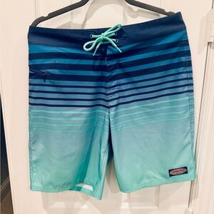 Vineyard Vines Striped Blue and Teal Board Shorts